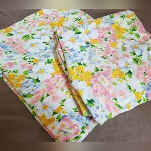 Vintage 1978 JP Stevens Muslin Full Flat & Fitted Sheets Floral READ